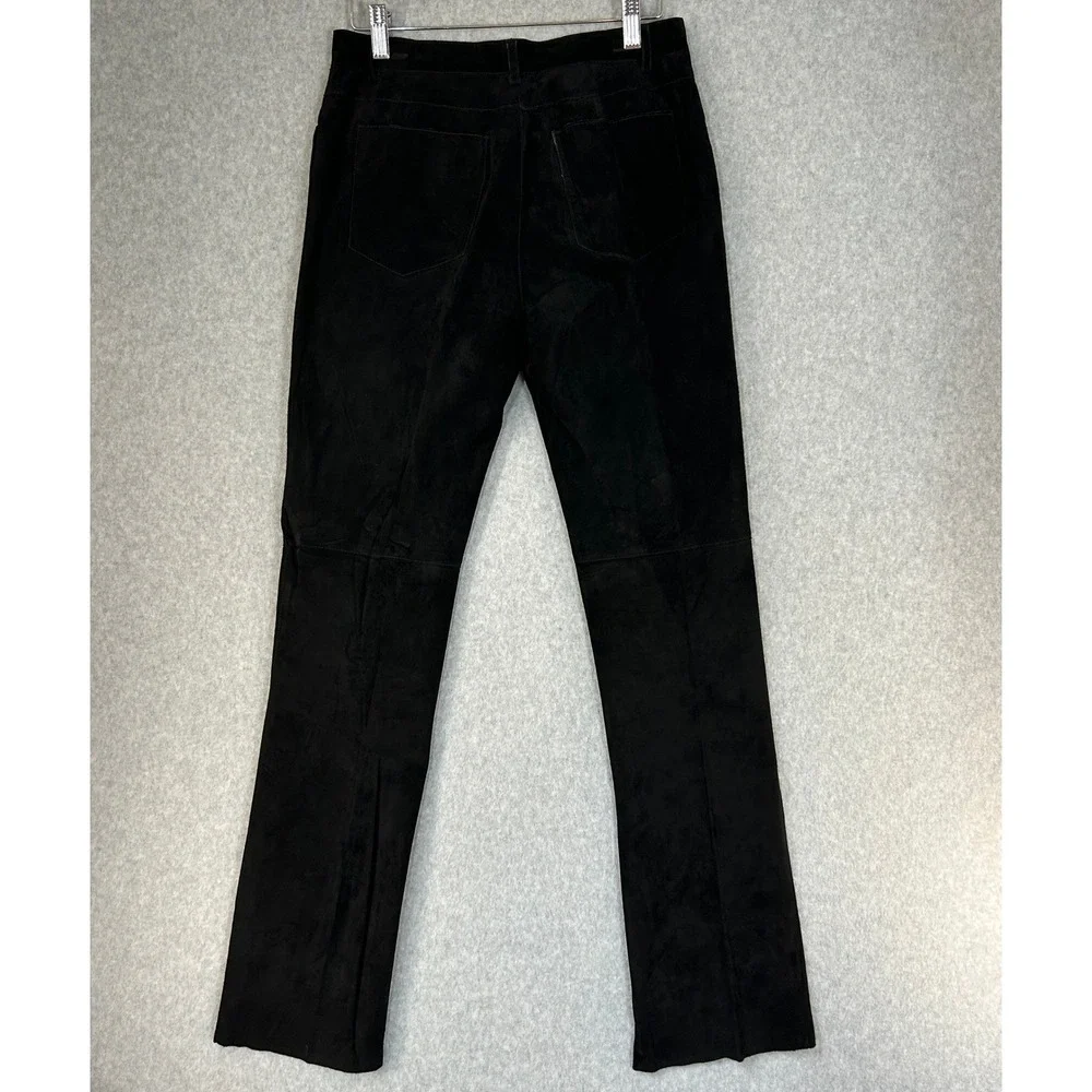 Y2K Kenneth‎ Cole New York Black Suede Leather Pants Straight Leg Womens Size 2
